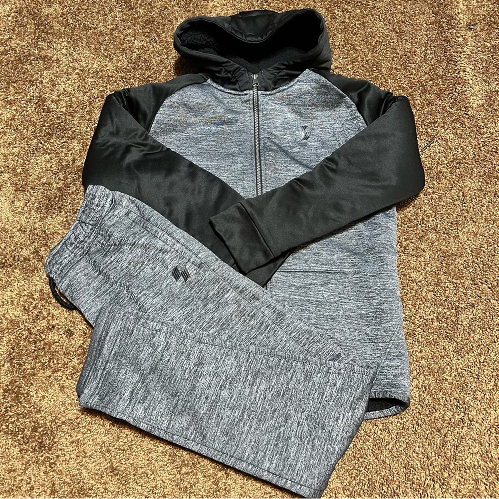 Boys Gray & Black Hoodie Jogger Set